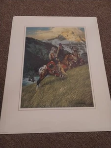 Frank McCarthy Blackfoot Raiders Lithographie GWS 1983 KLEINDRUCK Kunstwerk INDIANER - Bild 1 von 10