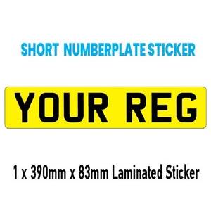 390mm x 83mm Back Yellow Number Plate Show Car Sticker - Picture 1 of 1