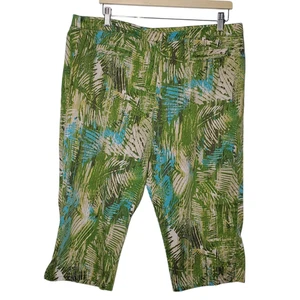 Pantalones capri Chicos pierna ancha para mujer 2/L verde beige azul estampado tropical hoja de palma - Imagen 1 de 6
