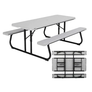 Lifetime 6 Foot Folding High Density Outdoor Picnic Table Gray - Picture 1 of 24