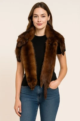 *Rare Find* 1940's Vintage Real Mink Fur Stole Scarf 4 Pelts Whole Body - Image 1 of 4