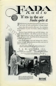 Radio FADA 1925 FAD Andrea Inc Electrónica IMPRESIÓN ANUNCIO ¡Idea de decoración de pared! (4146) - Imagen 1 de 1