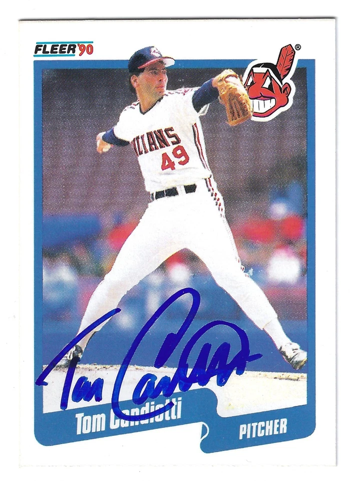 汤姆·坎迪·克利夫兰印第安人签名 1990 年卡道奇 A'S BLUE JAYS BREWERS — 第 1/1 张图片