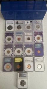 Mixed Lot Of 20 Graded Coins NGC, PCGS & ICG - 1C, 5C, 25C, 50C, $1 & Foreign - Picture 1 of 24