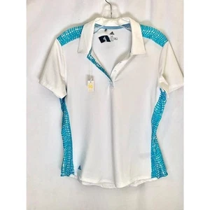 Adidas Blanco Azul Manga Corta Polo Atlético UPF 50 Mujer Talla Mediana - Imagen 1 de 3