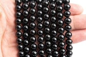 Black Tourmaline Gemstone 4 MM Round Smooth Beads Strand 15.5" For Jewelry - Picture 1 of 2