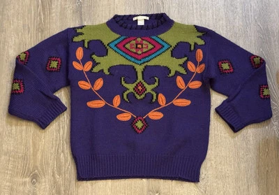 Suéter pulôver feminino The Limited vintage anos 80 anos 90 bordado 100% lã pequeno - Imagem 1 de 4