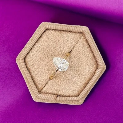 14k Yellow Gold Engagement Ring Lab Grown Pear 1.7 Carat IGI Certified Diamond - Image 1 of 4
