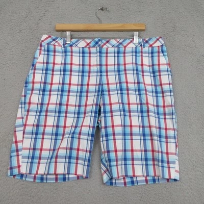 Pantalones Cortos Izod Niños 14 Azul Rojo Cuadros Frontal Plano Bolsillos con Cremallera Verano Clásico Preppy Foto 1 de 4
