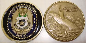 Moneta sottomarina USS Connecticut SSN 22 Navy Run Silent Deep USN Navy - Foto 1 di 1