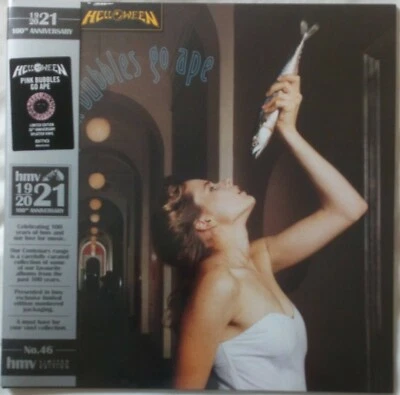 Helloween Pink Bubbles Go Ape LP Vinyl Album Pink/Black Splatter HMV Centenary - Image 1 of 2