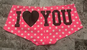VICTORIA'S SECRET PINK M POLKA DOT LOVE YOU LACE VINTAGE RARE BOYSHORT PANTIES - Picture 1 of 4