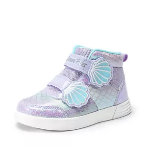 Little Girls Toddler Fashion Sneakers High Top Rainbow Hook Loop Athletic Shoes - Picture 1 of 11