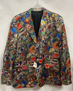 NWT Vintage 90s Moschino Mens Cartoon Print Blazer w/ inside print US 48 / IT 58 - Picture 1 of 21