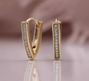 18K ROSE GOLD FILLED HOOP EARRINGS MADE WITH SWAROVSKI CRYSTALS GIFT RG50 - Picture 1 of 5