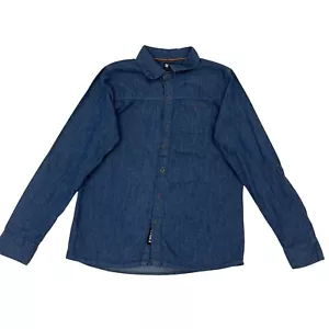 DKNY Boys Denim Button-Up Long Sleeve Single Chest Pocket Shirt Sz M 10/12 - New - Picture 1 of 12