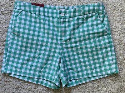 Pantalones Cortos Chinos MERONA Para Mujer Talla 10 Verde/Blanco Cuadros Guinga, 5" Entrepierna Nuevos con Etiquetas Foto 1 de 4