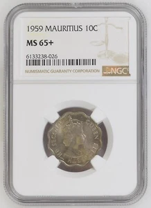 Mauritius 1959 10 cents NGC Ms-65+! - Picture 1 of 2
