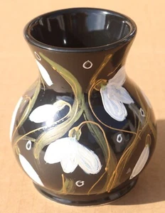 Anita Harris (614) schwarze Schneeglöckchen Trojaner Vase gold signiert 10,5 cm hoch - Bild 1 von 9