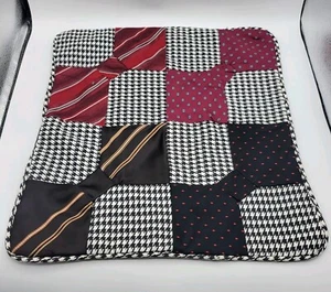 Vintage Handmade 16" Square Reclaimed Necktie Upcycle Men Silk Ties Pillow Case - Picture 1 of 9