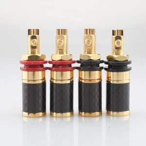 Panel terminal de enchufe de poste de unión chapado en oro de fibra de carbono de 4 piezas para amplificador - Imagen 1 de 12