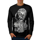 Wellcoda Kid Scary Scream Mens Long Sleeve T-shirt, Monster Graphic Design