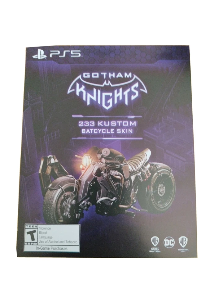SONY Gotham Knights 233 Kustom Batcycle Skin PS5 PlayStation 5 Preorder Bonus DLC
