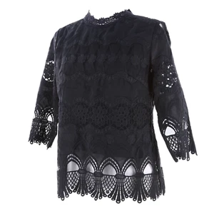 Jovonna London Premier Black Floral High Neck Lace Women’s Blouse Top - M - NWT - Picture 1 of 6