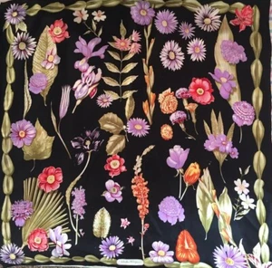 FERRAGAMO 100% SILK Fabric  Panel Floral Garden 34"x34" Designer - Picture 1 of 7