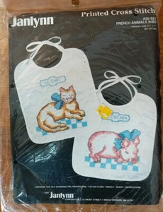 Janlynn bedrucktes Kreuzstich-Set ~ gestepptes französisches Tier Lätzchen Katze Schwein 50-921 NEU - Bild 1 von 4