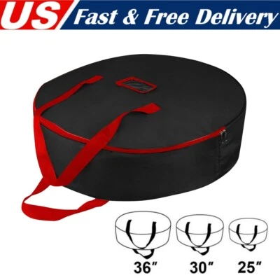 Christmas Wreath Storage Bag w/ Handle & Zipper for 25" 30" 36" Wreaths Clean up - Image 1 of 4