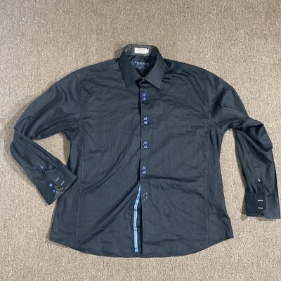 Platino De Marquis Men black Dress Shirt Size XL  all cotton long sleeve - Image 1 of 4