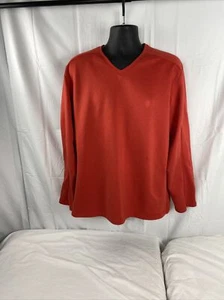 Izod V-Neck Sweater Orange Mens Size Large Pullover - Picture 1 of 5