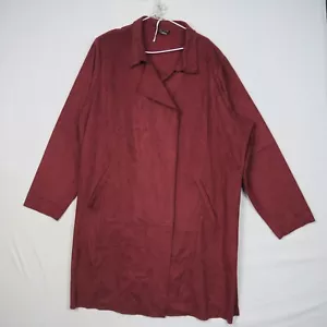 City Chic Womens Trench Coat Jacket XL or 22(AU) Red Collared Open Long Sleeve - Picture 1 of 8