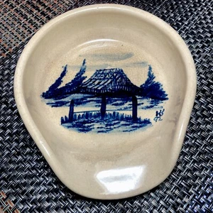 Studio Pottery P.R. Storie Pottery Marshall TX Spoon Rest  Salt Glazed Pottery - Picture 1 of 5