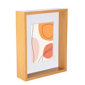 3D Deep Box Photo Picture Frame 8 x 10" with 5 x 7" Mount Light Wood/White - Picture 1 of 6
