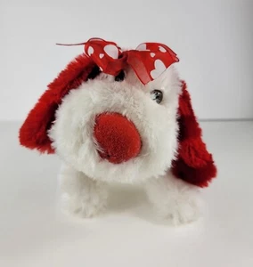 Dan Dee Collector's White Puppy Dog With Red Ears /Nose Plush Soft Shaggy - Picture 1 of 14