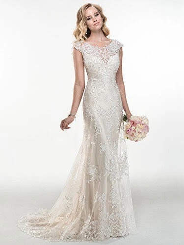 Maggie Sottero Wedding Dress - Francesca Size 0 - Lace Overlay Ivory Satin  - Image 1 of 4