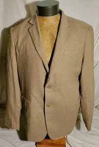 Men Paul Jones Brown Cotton Linen Two Button Sport Coat Jacket 44S Large L NWOT - Picture 1 of 9