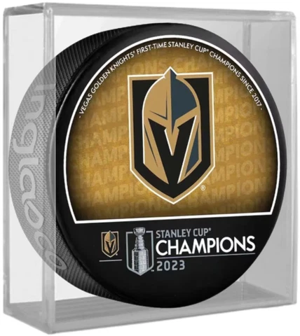 Vegas Golden Knights 2023 Stanley Cup Champions Puck w/Clear Acrylic Cube Cover