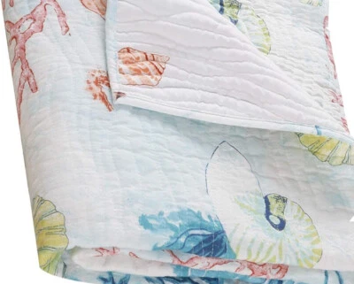 JUEGO DE 2 EDREDONES SARASOTA BLUE SEA SHELL: PLAYA COSTERA OCÉANO CABALLITO DE MAR Foto 1 de 4