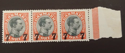 CLASSIC 7/27 STRIP OF 3 STAMPS VF MNH DENMARK DANMARK Cover