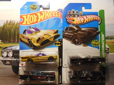 Hot Wheels TV Series Batmobile LOT 4 Batmobile Black DC Batman Classic TV Series - Image 1 of 4