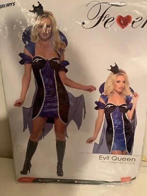 Nuevo Sexy Disfraz Reina Malvada Adulto Talla XS 2-4 EE. UU. Vestido Con Capa y Brazos Puños Foto 1 de 4