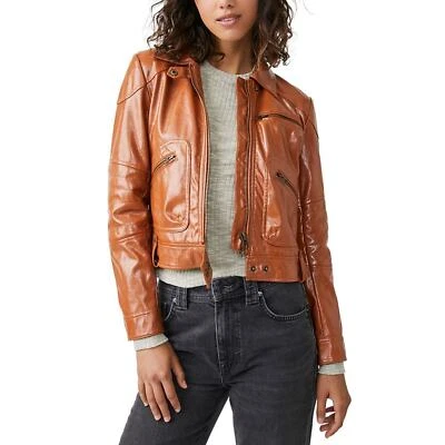 Free People Women's Josie Vegan Leather Jacket Brown Size Large Moto NEW - Image 1 of 4