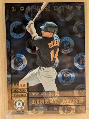 Leaf Rookies & Stars Longevity #162 1998 Ben Grieve Athletics raro paralelo/50 Foto 1 de 2