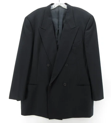 Abrigo Deportivo Vintage Giorgio Armani Hombre 48 L Negro Mani Blazer Lana Virgen Italia Foto 1 de 4