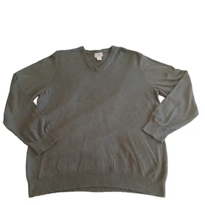 LL Bean eleganter Pullover Herren XL olivgrün Langarm V-Ausschnitt Pulli Preppy - Bild 1 von 11