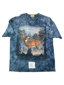 Vintage The Mountain T-Shirt Mens XL Blue Tie Dye Deer Print Casual Short Sleeve - Picture 1 of 5