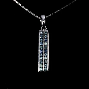 925 Sterling Silver Necklace Blue Sapphire Round Diamond Cut Gemstone Jewelry 18 - Picture 1 of 13